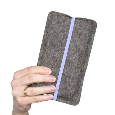 Handyhülle aus Filz mit Gummiband, flieder, maßgeschneidert für dein Handymodell