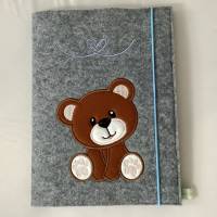 Babyalbum/Babytagebuch aus Filz personalisiert Teddybär Bild 1