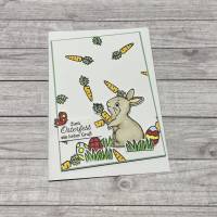 Grußkarten / Glückwunschkarten zu Ostern, „Grüße zum Osterfest vom Osterhasen“, Ostereier, Möhren, Handarbeit Stampin Up Bild 2
