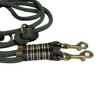 Hundeleine und Halsband Set, beides verstellbar, oliv, braun, gold, Leder und Schnalle, 10 mm Bild 3