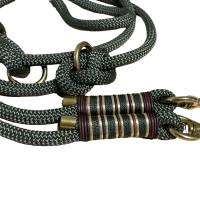 Hundeleine und Halsband Set, beides verstellbar, oliv, braun, gold, Leder und Schnalle, 10 mm Bild 6