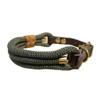 Hundeleine und Halsband Set, beides verstellbar, oliv, braun, gold, Leder und Schnalle, 10 mm Bild 8