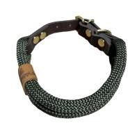 Hundeleine und Halsband Set, beides verstellbar, oliv, braun, gold, Leder und Schnalle, 10 mm Bild 9