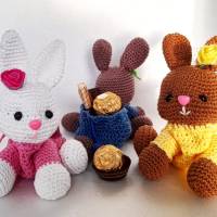 Hase zum Befüllen Zugbeutel Ostern Geschenkidee Kuscheltier Bunny Amigurumi Geschenkverpackung Gutschein Geldgeschenk Bild 1