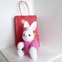 Hase zum Befüllen Zugbeutel Ostern Geschenkidee Kuscheltier Bunny Amigurumi Geschenkverpackung Gutschein Geldgeschenk Bild 5