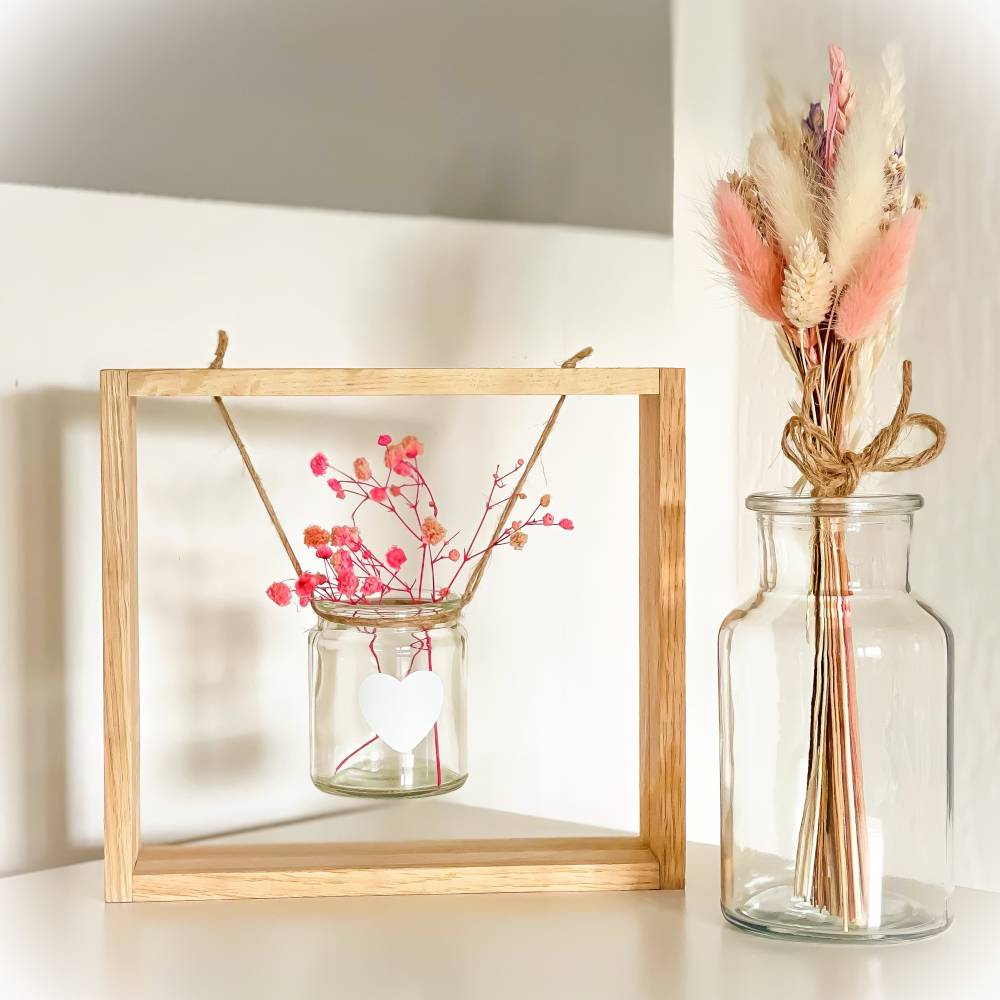 Holz Rahmen mit Mini Vase