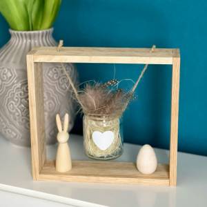Holz Rahmen mit Mini Vase | Klötzchen Dekoration Bild 4
