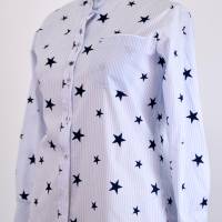 Damen Hemdbluse | Hellblau mit Sternen Motiv | Bild 2