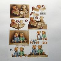 3 D Bastelbogen Teddybären zum Kartenbasteln, DIN A 4 Bogen, 7,5 cm x 10,5 cm Motivgröße Bild 1