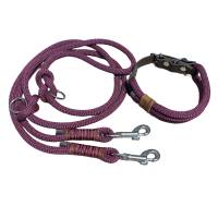 Hundeleine und Halsband Set, beides verstellbar, aubergine, weinrot, Leder und Schnalle, 8 mm Bild 9