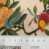 BAUMWOLL VISKOSE DRUCK FLOWERS & BIRDS apricot - bunt (1m/10,-€) Bild 3