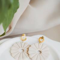 Polymer Clay Ohrringe, Ohrhänger, Ton Ohrringe, handgefertigt, beige speckled, Geschenk Freundin, Hochzeit Schmuck Bild 6