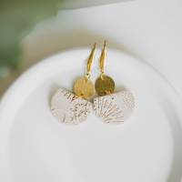 Polymer Clay Ohrringe, Ohrhänger, Ton Ohrringe, handgefertigt, beige speckled, Geschenk Freundin, Hochzeit Schmuck Bild 7