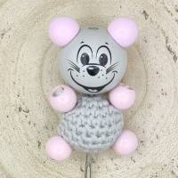 Schnullerkette mit 3D Maus & Hakelkörper & Namen Bild 2