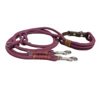 Hundeleine und Halsband Set, beides verstellbar, aubergine, Leder und Schnalle, 10 mm Bild 1