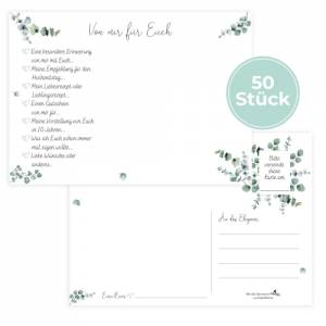 Hochzeitsspiel & Gästebuchkarten im schönen Eukalyptus Design | 50 Stück Postkarten DIN A6 | CreativeRobin Bild 1