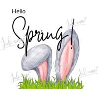 Bügelbild Hasen Ohren Hello Spring Ostern Bild 1