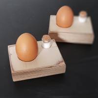 Industrial shabby Eierbrettchen mit Salzfass aus 30mm Bitkenholz Bild 8
