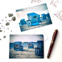 2er Set Foto Grußkarte Strandkorb - Klappkarte mit Umschlag - Format C6 Bild 1