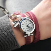 Armbanduhr,Wickeluhr, Damenuhr, Kunstleder,  Auswahl, Blütenkugel Bild 3