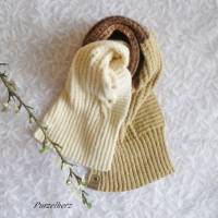 Handgestrickter Schal aus Baumwolle,Wolle,Alpaka - Geschenk,flauschig,weich,warm,modern,wollweiß,braun Bild 1