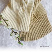 Handgestrickter Schal aus Baumwolle,Wolle,Alpaka - Geschenk,flauschig,weich,warm,modern,wollweiß,braun Bild 3