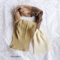 Handgestrickter Schal aus Baumwolle,Wolle,Alpaka - Geschenk,flauschig,weich,warm,modern,wollweiß,braun Bild 5