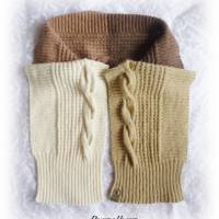Handgestrickter Schal aus Baumwolle,Wolle,Alpaka - Geschenk,flauschig,weich,warm,modern,wollweiß,braun Bild 6