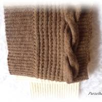 Handgestrickter Schal aus Baumwolle,Wolle,Alpaka - Geschenk,flauschig,weich,warm,modern,wollweiß,braun Bild 8