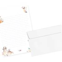 Friendly Fox Kinder Briefpapier Waldtiere, 1x DIN A5 Schreibblock mit Linien und 20 Umschläge, Kinder Briefblock liniert Bild 2
