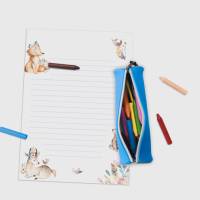 Friendly Fox Kinder Briefpapier Waldtiere, 1x DIN A5 Schreibblock mit Linien und 20 Umschläge, Kinder Briefblock liniert Bild 6