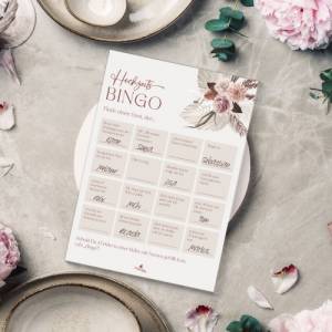 Hochzeitsbingo als Hochzeitsspiel für Brautpaar & Gäste im schönen floralen Design I 50 Blätter I CreativeRobin Bild 6