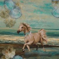 ♕ Jersey Panel 3 teilig mit Pferd Pferden Rosen Blumen Barock 75 x 150 cm ♕ Bild 4