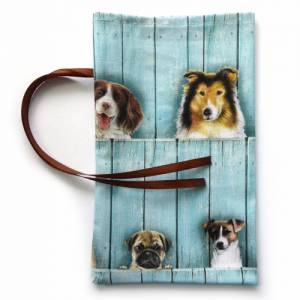 Geschenkverpackung aus Stoff mit verschiedenen Hunden Stoffbeutel Geschenksäckchen Bild 1