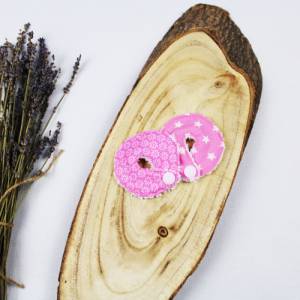 G Tube Pads Set (2Stk.) rosa stern blumen Schlitzkompressen aus Baumwolle und Bambusfrottee weihnachtsgeschenk Bild 5