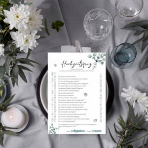 Hochzeitsquiz Braut oder Bräutigam | Er oder Sie | Hochzeitsspiel für Brautpaar & Gäste im Eukalyptus Design | A5 Format Bild 5