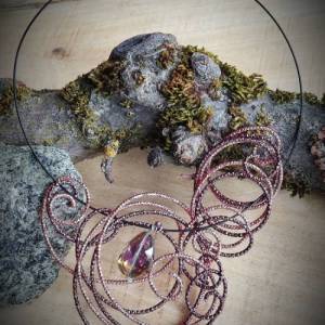 Halsreif schwarz , barockes Perlencollier,Medusa,offene Halskette, perlenkette silber, Elfenkette, Elbenschmuck Bild 1