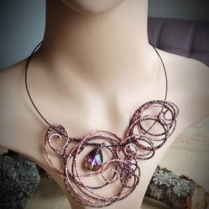 Halsreif schwarz , barockes Perlencollier,Medusa,offene Halskette, perlenkette silber, Elfenkette, Elbenschmuck Bild 2