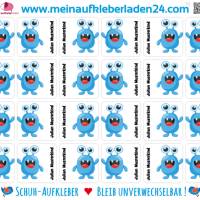 24 Schuhaufkleber | Süßes Monster blau + Schutzfolie  - 3 x 3 cm Bild 2