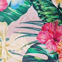 Stoff Meterware beschichtet "Aloha"  Orchideen Blumen Blätter bunt Bild 2