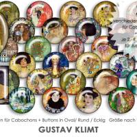 GUSTAV KLIMT Wiener Jugendstil 30 Cabochonvorlagen digital Download Buttonvorlagen Bilder für Schmuck Cabochon Bild 1