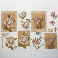 3 D Bastelbogen Blumen zum Kartenbasteln, DIN A 4 Bogen, 11 cm Motivgröße Bild 1