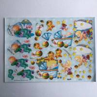 3 D Bastelbogen Baby zur Geburt zum Kartenbasteln, DIN A 4, geprägt mit Gold-Glanz Bild 5