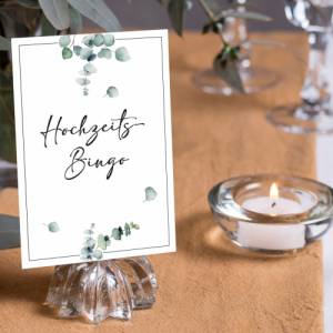 Hochzeitsbingo als Hochzeitsspiel für Brautpaar & Gäste im schönen Eukalyptus Design I 50 Blätter I CreativeRobin Bild 5