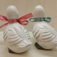 Kleine silbergraue Enten aus Keramik Bild 4