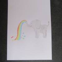 Geburtsbild Elefant mit Regenbogen personalisiert mit Namen Bild 2