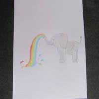 Geburtsbild Elefant mit Regenbogen personalisiert mit Namen Bild 3