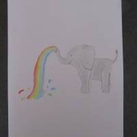 Geburtsbild Elefant mit Regenbogen personalisiert mit Namen Bild 4