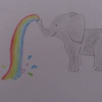 Geburtsbild Elefant mit Regenbogen personalisiert mit Namen Bild 5