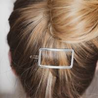 silberne rechteckige Haarspange, silber Haarspange, Haarklammer, Geschenk Freundin, Haarschmuck, Geschenk Trauzeugin Bild 3